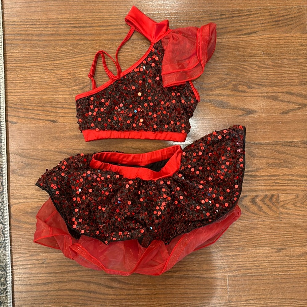 Weissman Sparkling Red Sequin Dance Set